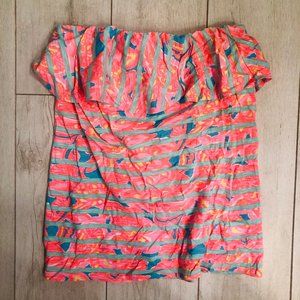 Lilly Pulitzer Neon Printed Ruffle Tube Top